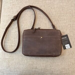 NWT Full-Grain Organizational Leather Crossbody Bag with Built-in Wallet